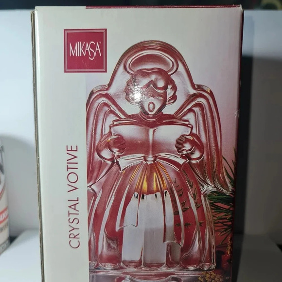Christmas Angel Clear Candleholder Mikasha Holiday Guardian Votive 6.5 In - Picture 5 of 5